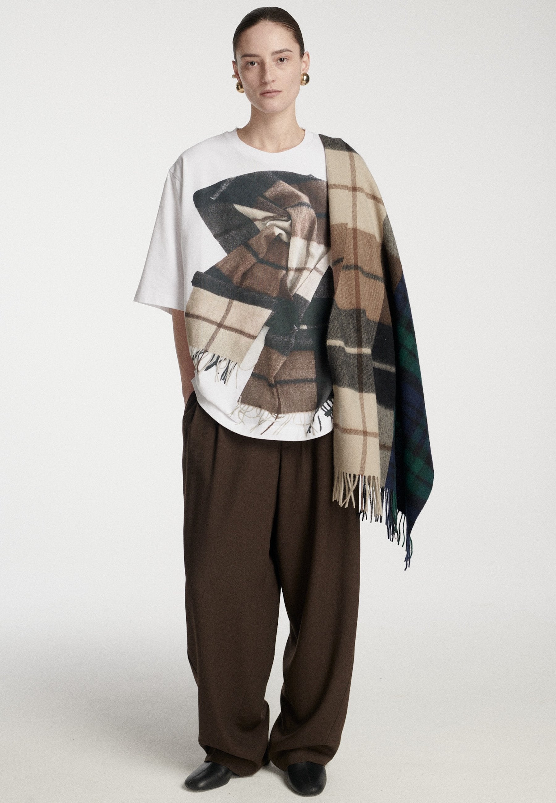Scarf T-Shirt White with Camel – FRENKEN