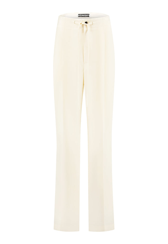 Refine your wardrobe with these straight-leg trousers, cut from a soft virgin wool. Featuring a sophisticated horn button and zip with a drawstring fastening at the waist. With a nod to the tuxedo pants, it has a fabric self-stripe with a needle point at the side seam. Complete with slanted pockets and welt back pockets, these trousers blend traditional elegance with modern functionality.