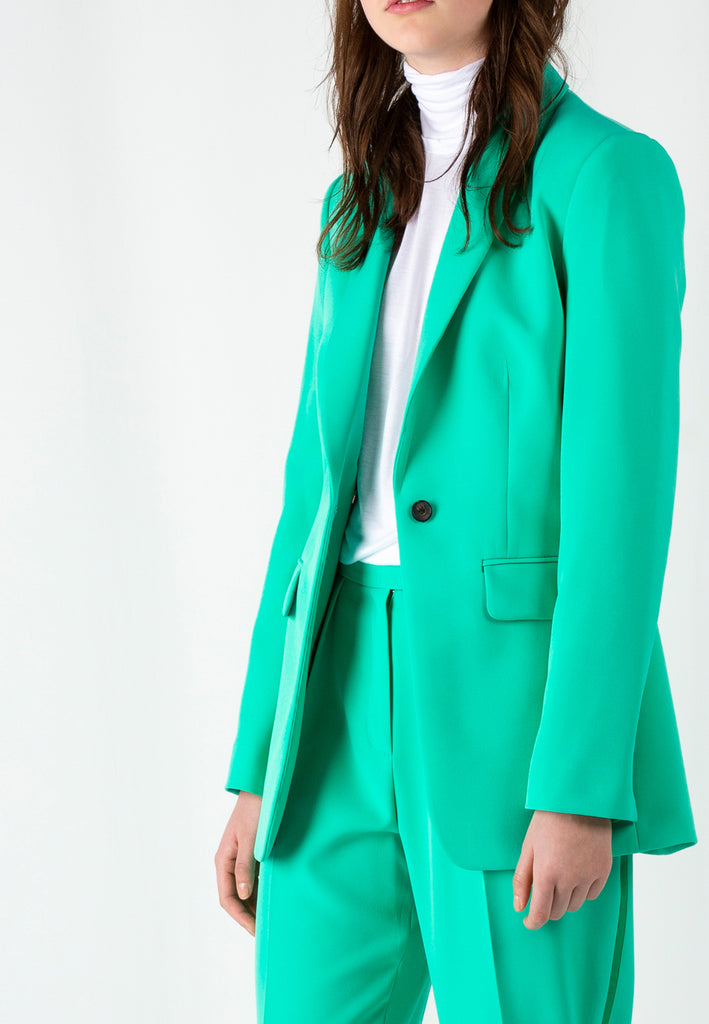 Pastel blazer, seafoam color. Dutch women clothing. Classic tailored blazer made in a super easy wearing modern fabric.