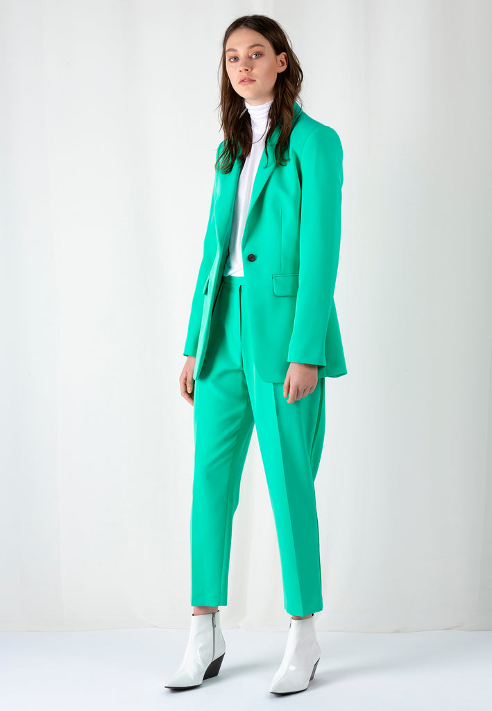 Pastel blazer, seafoam color. Dutch women clothing. Classic tailored blazer made in a super easy wearing modern fabric.