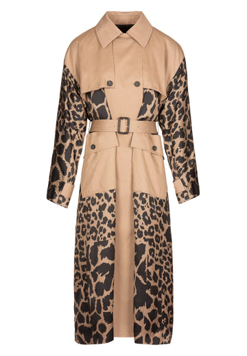 SNAKE | COAT | LEOPARD. Belted flowy trench. Tailored for a loose fit in a longline silhouette, this style is made from cotton-gabardine fabric combined with a flowy in house-made printed satin. www.frenkenfashion.com